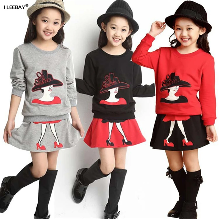 

2018 Autumn Toddler Girls Clothing Set Kids 2Pcs Suit Top Coat+Skirt Girls Long Sleeve Winter Outfit Girls Christmas Clothes