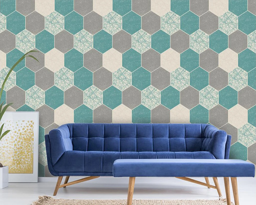 Custom wallpaper Creative geometric hexagon design background wall