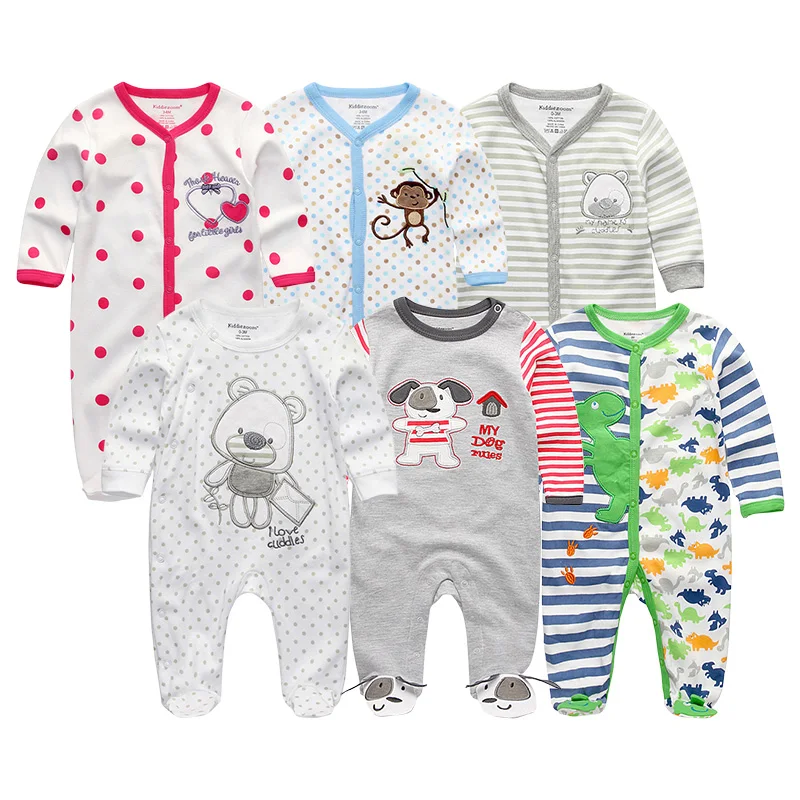 2020 6pcs/lot Newborn Unisex 100%Cotton Baby Girls Clothes Set Rompers Summer Baby Boys Clothes Full Sleeve Roupas de bebe