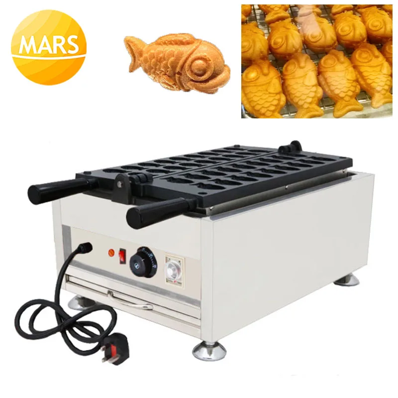 Japanese Taiyaki Dessert Fish Shaped Waffle Maker Mini Custard Taiyaki Cake Snacks Machinery 18pcs Small Taiyaki Baker Pan