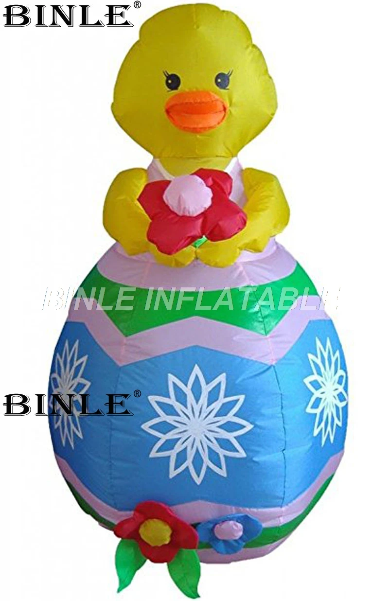 Customized oxford airblown easter inflatable chick with egg for yard decoration