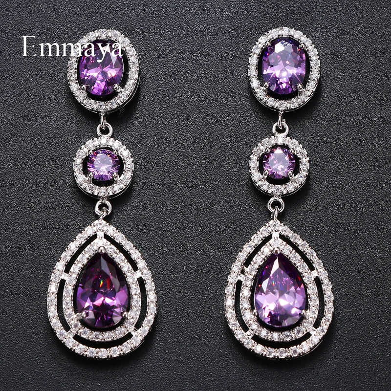 Emmaya Brand Charm Luxury AAA Cubic Zircon Water Drop Shape Earrings for Women Fashion Wedding Birthday Jewelry Party Gift