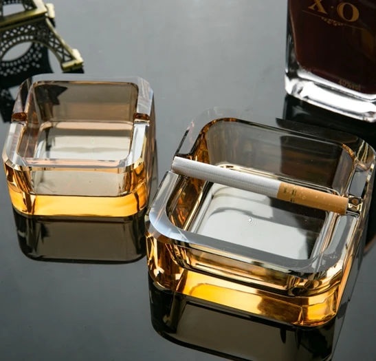 9 Colors Simple Crystal Creative Trumpet Boutique Ashtray Room Hotel Bedroom Bar Exquisite Glass Decorative Small Ashtray