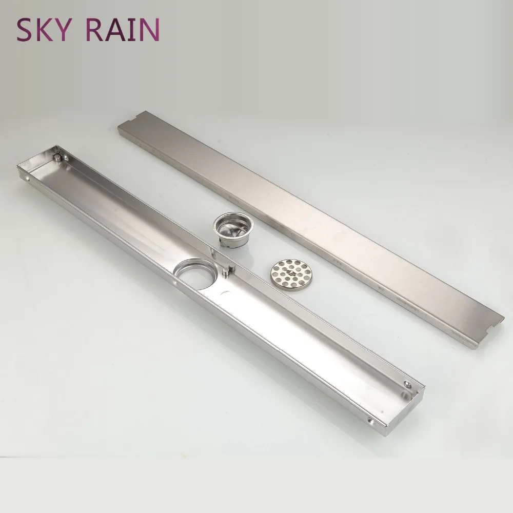 Imagem -05 - Sky Rain-ralo Rectangular Resistente a Odores para Banheiro 304 Dreno de Chão Longo Invisível 60 cm 80 cm 100 cm 120 cm Aço Inoxidável