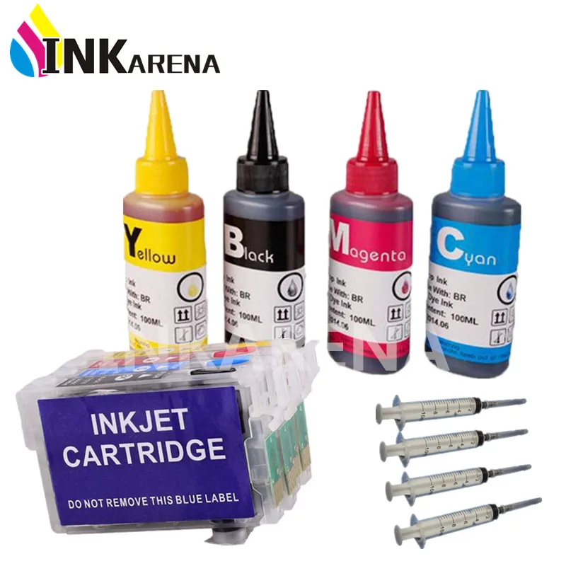 INKARENA-Kit de recarga de tinta T0711, cartucho de tinta completo para EPSON Stylus S20, S21, SX100, SX110, SX105, SX115, SX200, SX205, SX209,