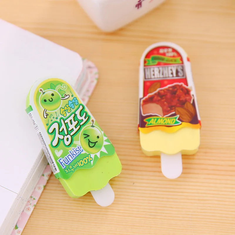 Jonvon Satone 24 Pcs Summer Ice Cream Eraser Stationery Wholesale Student Rubber Eraser Kawaii Material Escolar School Supplies