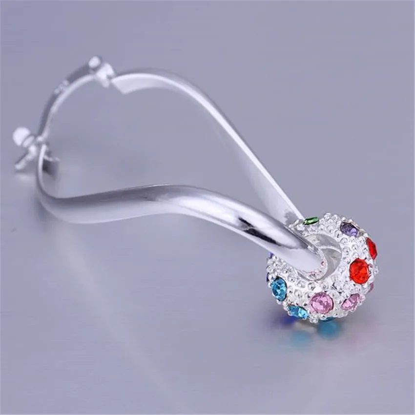 Charm color crystal  silver color earrings charms women lady nice beat wedding luxury fashion jewelry free shipping E245