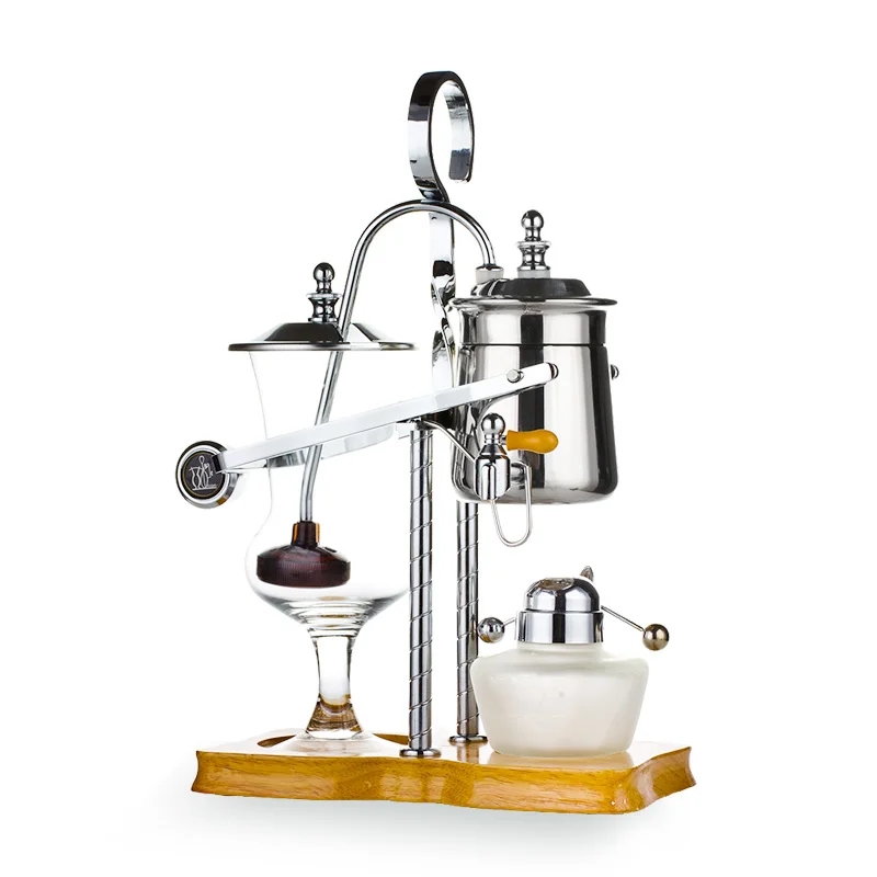 New Belgian Royal Coffee Maker Stainless Steel Golden Balance Syphon Maker High Quality Heat Resist Glass Balancing Syphone