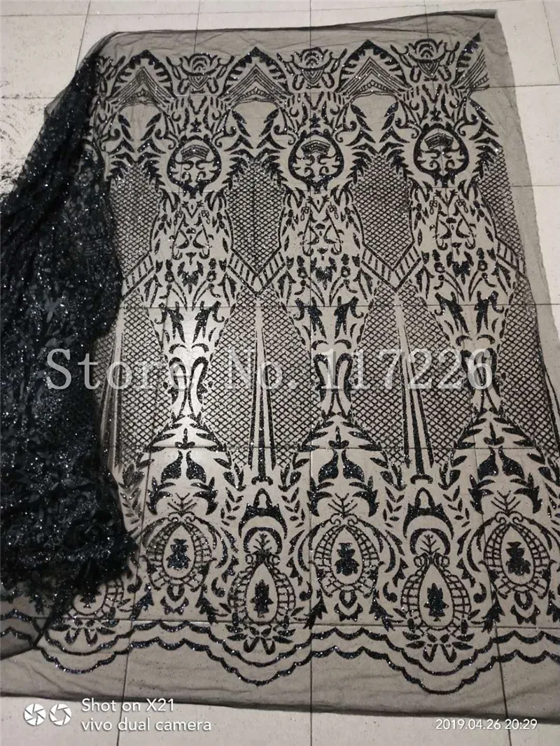 

Black color glued glitter mesh material for evening dress 5 yards special JRB-5.1002 glued glitter lace fabric
