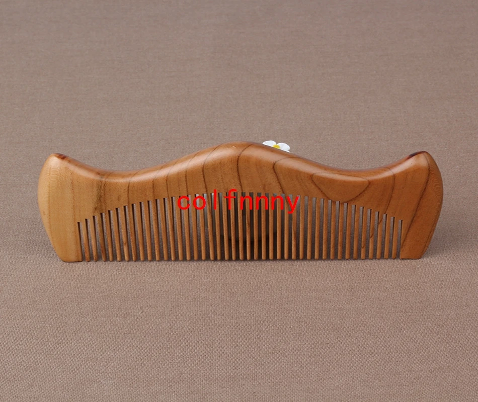 200pcs/lot Fast Shipping Natural mahogany wood Handmade Wood Comb Sparse&Dense Dual Purpose No Static Styling Tool Custom logo