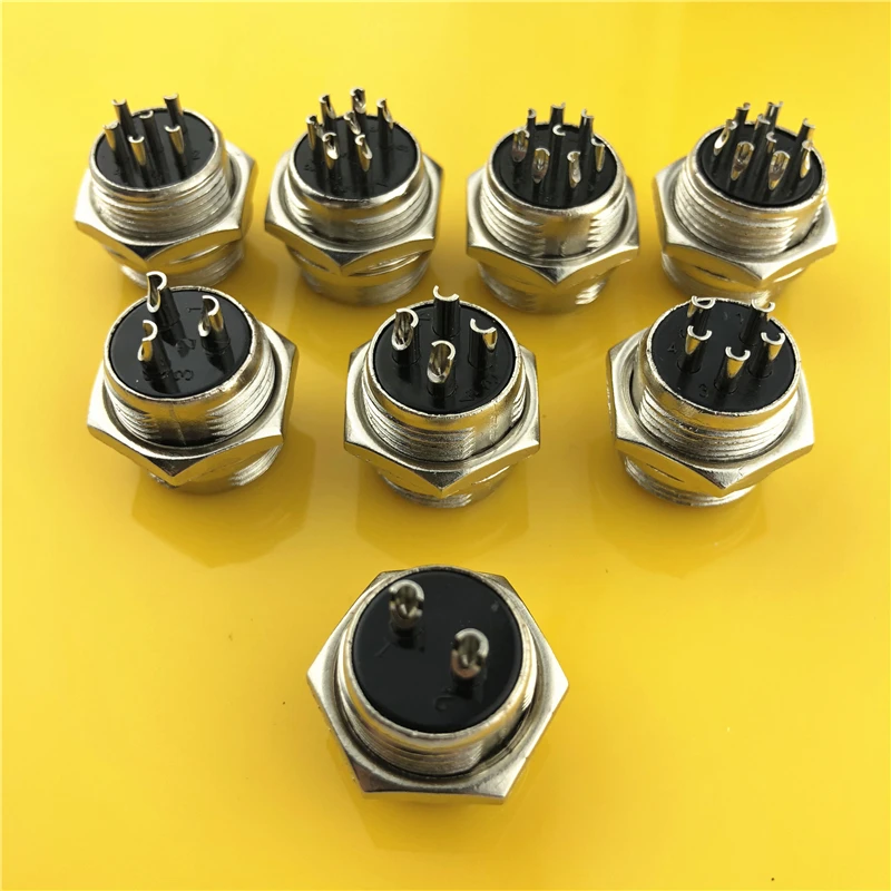 1pc GX16 2/3/4/5/6/7/8/9 Pin Male 16mm Wire Panel Circular Connector with Lid Cap L102-109 Aviation Socket Plug