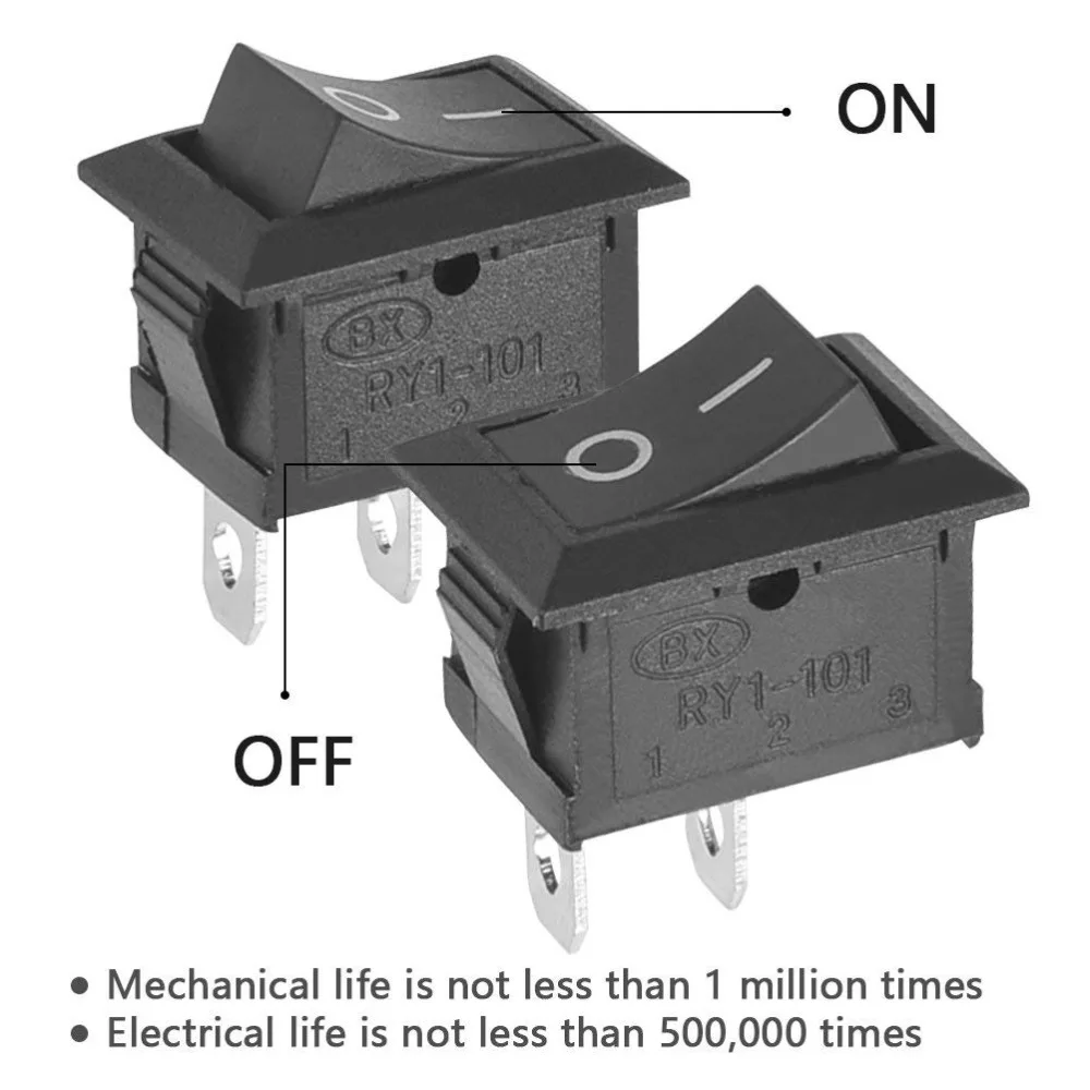 Interruptor liga/desliga kcd1 15*21mm, interruptor tipo barco com 2 pinos 6a 10/20 v 10a 250v 15x21, interruptor de alimentação, preto, novo, 125 peças