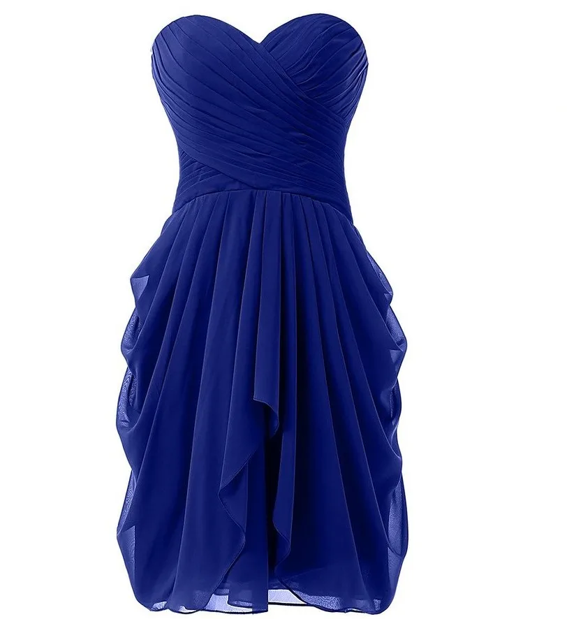 Satsweety Custom Color Real Photo Chiffon Bridesmaid Dresse New Knee Length Sleeveless Short Prom Party Gown Plus Size