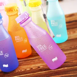 High Quality Frosted Water Bottles Portable Leak-proof Bike Sports Unbreakable 550ml Plastic Bottle Kettle For Travel Outdoor