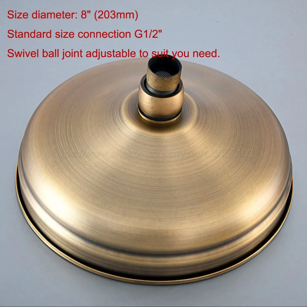 8 inch Anitque Brass Copper Round Bathroom Rain Shower Head Home Bathroom Product (Standard 1/2\