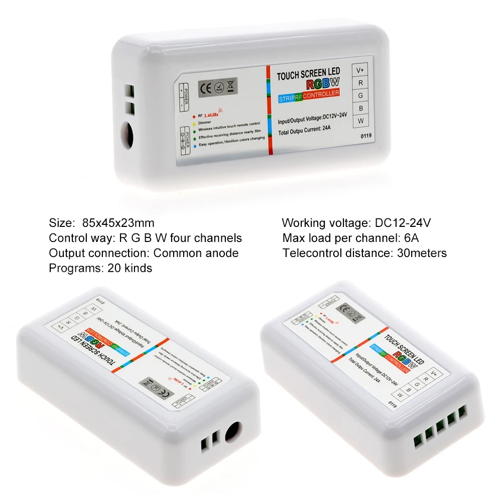Touch Screen Led Rgb/Rgbw Controller 2.4G Draadloze DC12-24V Touch Rf Afstandsbediening Voor Rgb/Rgbw Led strip