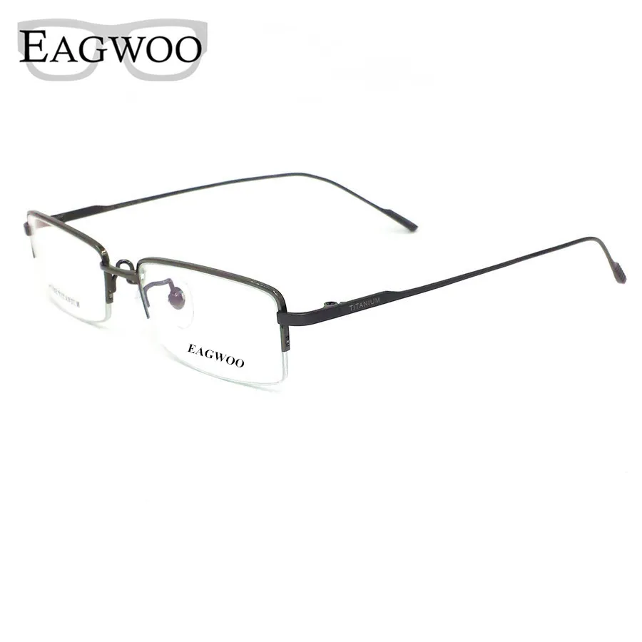 Pure Titanium Eyeglasses Half Rim Optical Frame Prescription Spectacle Frameless Glasses For Men Eye glasses 11952 Slim Temple