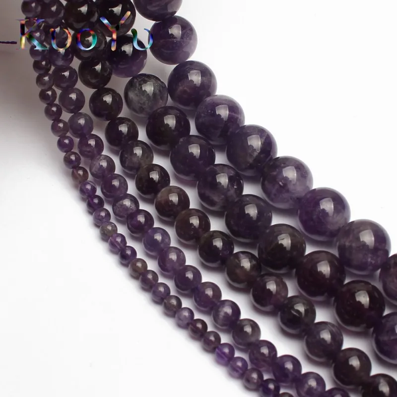 Natural Amethysts Purple Crystal Round Loose Stone Beads For Jewelry Making 15.5\