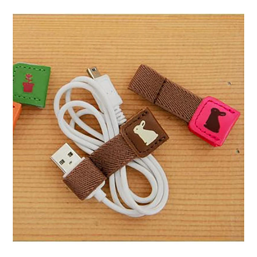 2PCS USB Cable Winder Wire Holder Clip Wrap Cord Desk Set Cute Cartoon Earphone Protector Cable Organizer Strap