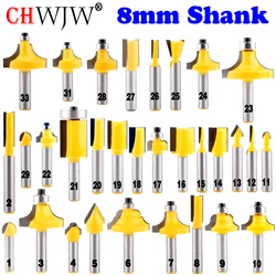 1pc 8mm Shank wood router bit Straight end mill trimmer cleaning flush trim corner round cove box bits tools Milling Cutte CHWJW