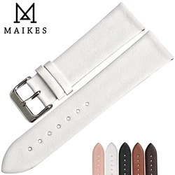 MAIKES-Bracelet de montre en cuir de vache fin pour femmes, accessoires de montre, bracelet de montre blanc, bracelet pour DW, nouveau design, 12-24mm