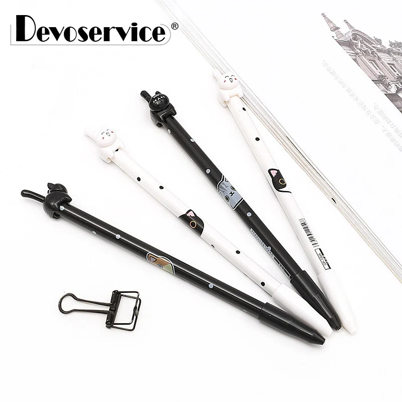 

4Pcs/Pack Cute Cat Shape Gel Pen Kawaii School Writing Stationery Fine Point 0.5mm Ink Black Neutral Pen Office School Supplies