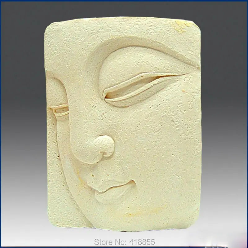 

PRZY 2D Silicone Soap Mold Buddha Close-up Good Quailty Handmade Soap Molds Square Shape Buddha's Face Clay Aroma Stone Mold 001