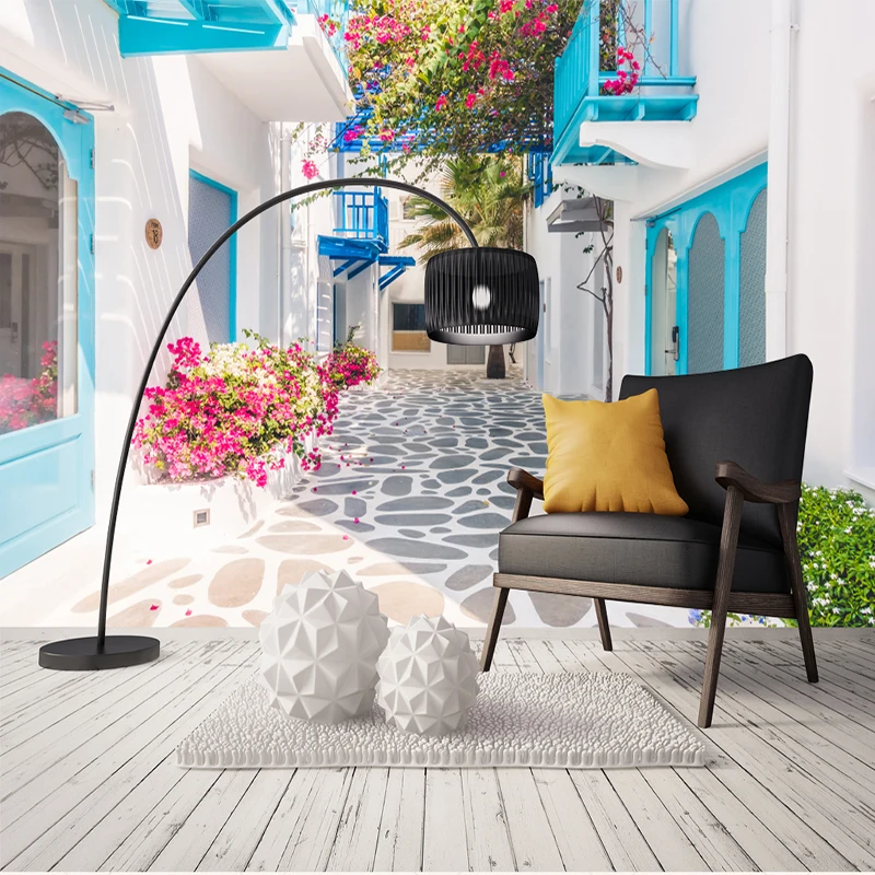 Custom 3D Mural Wallpaper Greece Santorini Love Sea Mural Wallpaper Living Room Bedroom Papier Peint Mural 3D Photo Wall paper