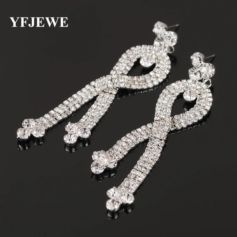 YFJEWE Luxury Wholesale New Jewelry Drop Earrings for Women Full Austrian Rhinestone Bridal Earrings Prom Jewelry Gift E356