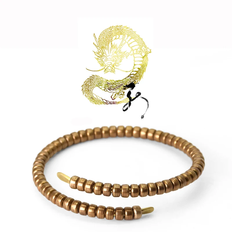 Dragon Solid Brass Open Bangle Handmade Bracelet Antique Process Rock Style Metal Unisex Jewelry Men Women