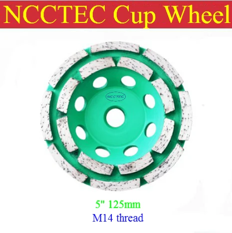 

[M14 thread] 5'' NCCTEC diamond grinding CUP wheel (5 pieces per lot) | 125mm Concrete grinding disc | double row head disk