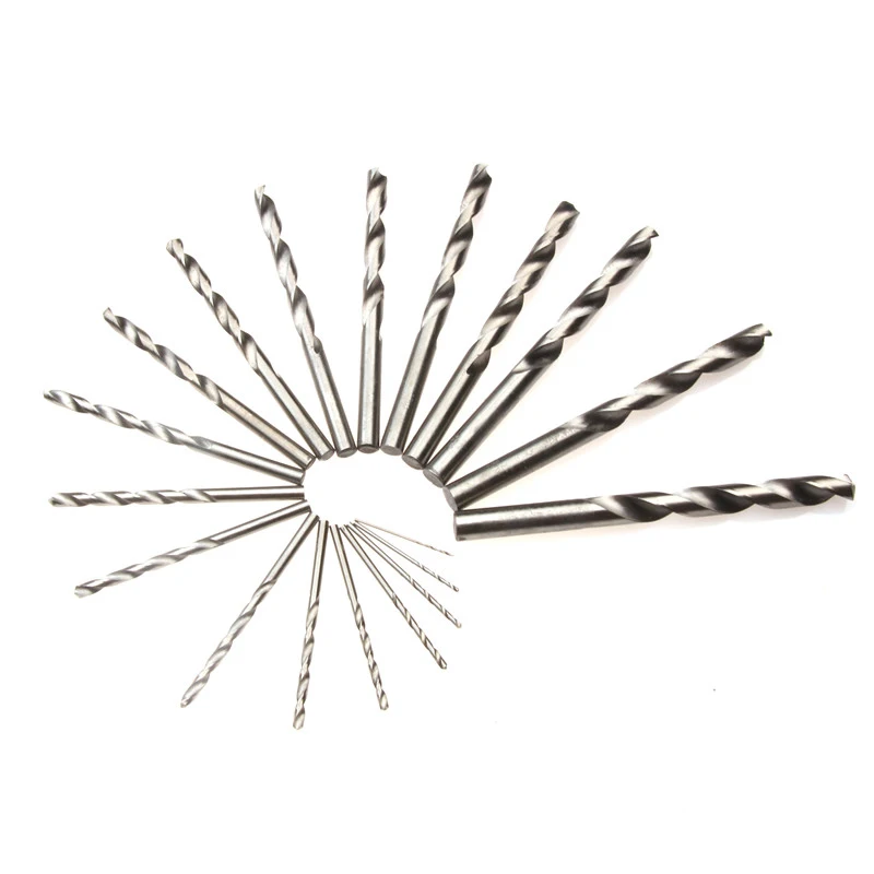 ZENHOSIT Titanium Coated HSS Twist Drill Bit 19PCS Straight Round Shank for Metal Drilling Power Tool Accessories 1-10mm Kit