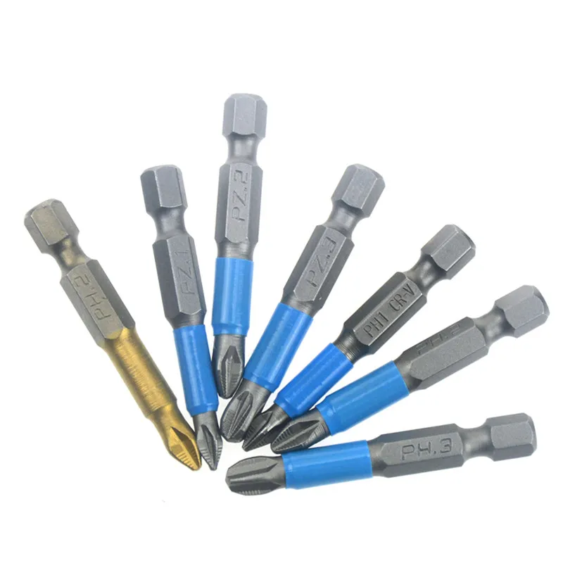 New 5pcs/lot Anti Slip Magnetic Pozidriv Screwdriver Bit Tools  PZ1 PZ2 PZ3 1/4 Hex Shank Long 25mm 50mm 125mm 150mm