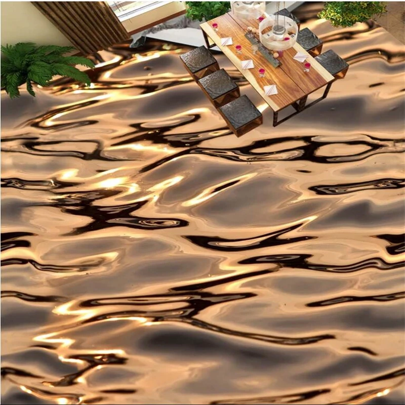 beibehang Beautiful gold water wave wall murals background 3D floor custom large pvc wearable environmental protection film