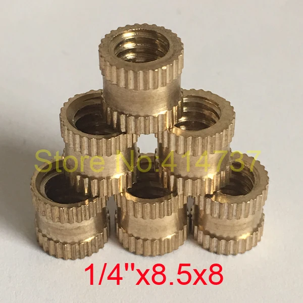 30Pcs/Lot 1/4-20x8.5x8 Brass Insert Nut,Thumb Brass Knurled Round Nut Injection Moulding OD=8.5mm