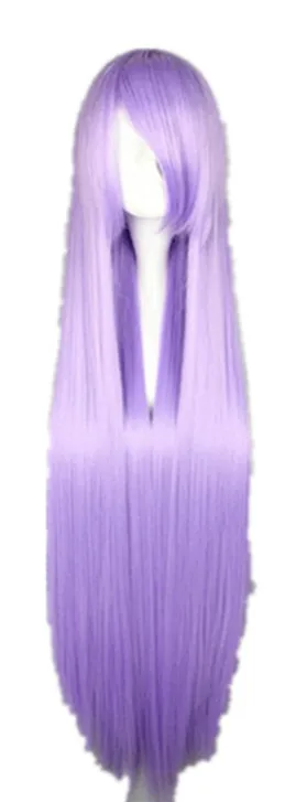 Fei-Show Straight Wig 100CM/40 Inches Synthetic Fiber Long Lilac Hair Salon Party Costume Cartoon Role Cos-play Women Hairpiece