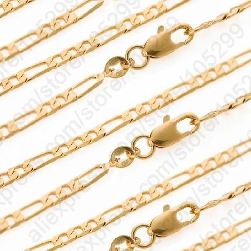 

Wholesale 10PCS GF Figaro Necklace 18-26" Yellow Gold Filled Chain With Lobster Clasps Man Body Jewelry Accessoies Nice