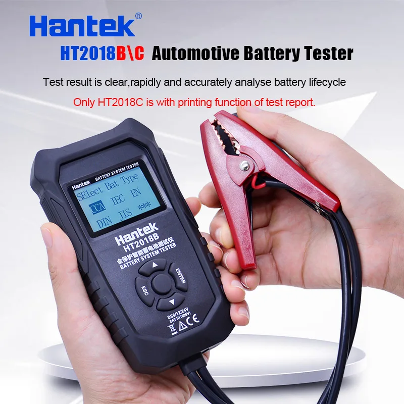 

Hantek HT2018B Automotive Battery Tester 6V 12V 24V lead-acid storage battery Tester car Battery Charging Analyzer LCD Display