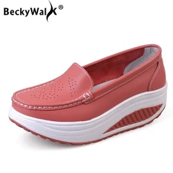 Women Platform Loafers Ladies Shoes Comfortable Genuine Leather Moccasins Shoes Woman Autumn Slip On Casual Women Shoes WSH3295