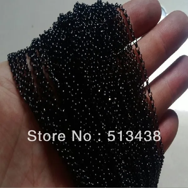 

Top selling 10 meters lot thin 2mm black plated Stainless Steel ROLO chain.jewelry finding.DIY necklace bracelet in bulk