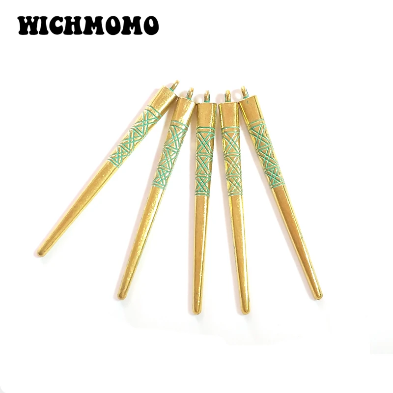 10pcs/bag 55*5MM Retro Patina Plated Zinc Alloy Green Tip Needle Spike Charms Pendants For DIY Jewelry Accessories