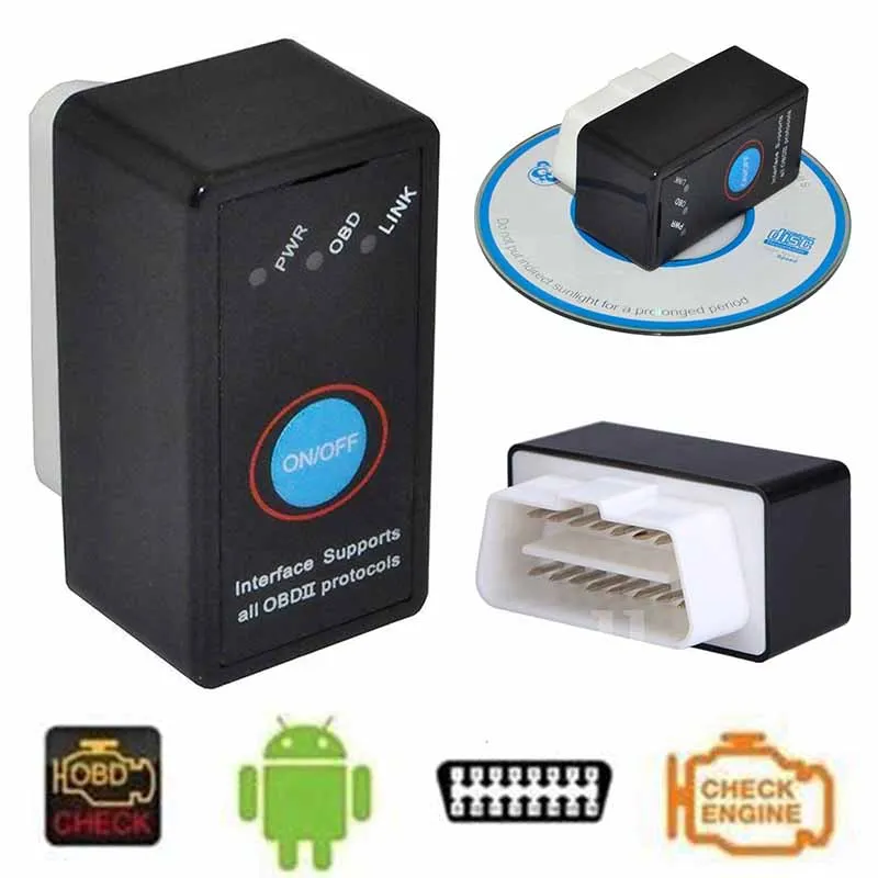 

Новейший диагностический сканер ELM327 V1.5 Bluetooth OBDII OBD2 с выключателем питания