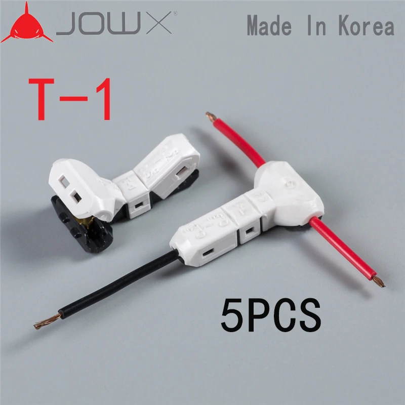 T-1 5PCS 1 Way Scotch Lock Quick Splice Wire Connectors Terminals Crimp Electrical Car Audio for 23~20AWG 0.3~0.5mm2 Wire Set