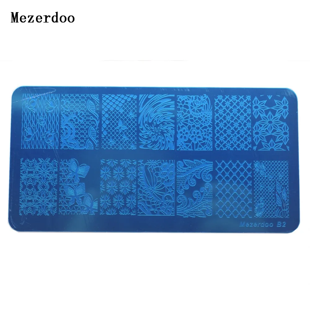 1 Pc Lace Rectangle Stamping Plate Nail Art Stamp Template Butterfly Flower Design Image Plate 12*6cm Mezerdoo B2