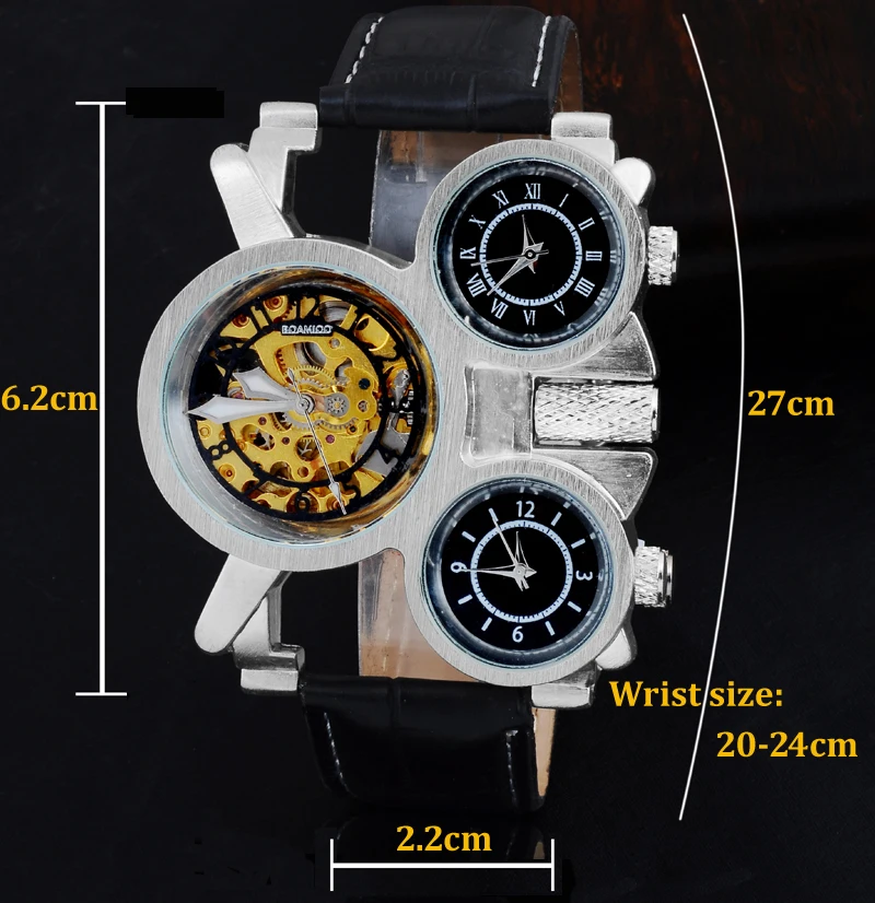 2015 new  watches men luxury brand BOAMIGO steampunk sports watches automatic mechanical Quartz Watch leather band wristwatches