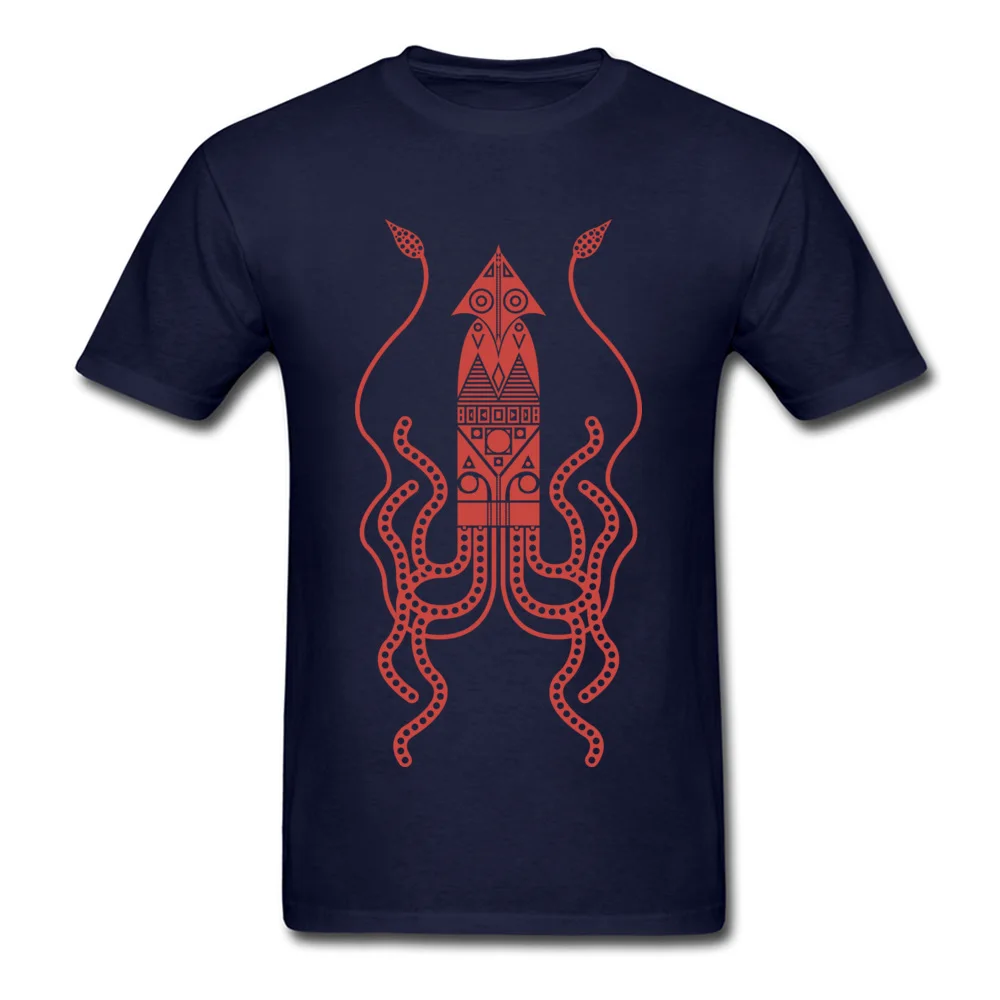 Men\'s 2024 New Casual T Shirt Crewneck Cotton Fabric Funny Top T-shirts Short Sleeve Giant Squid Tentacle Tee-Shirt For Men