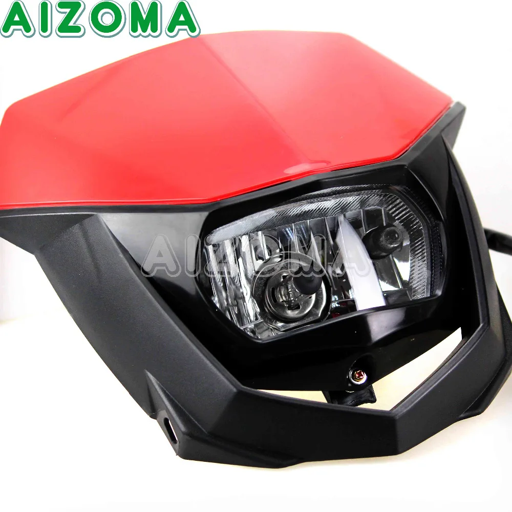 Dirtbike Supermoto Lighting Assembly Motorcycle Headlight Blubs Red Enduro For Yamaha Honda CRF 80F 100F 125 150 230 250R 450R