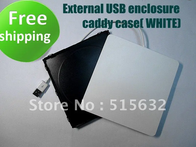 Super External USB enclosure caddy case for MacBook 9.5mm SATA superdrive WHITE