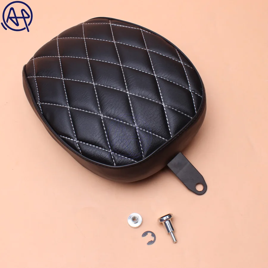 Black Motorcycle Diamond Passenger Rear Seat Pad Leather Pillow for Harley Sportster XL 1200 883 72 48 2010-2015