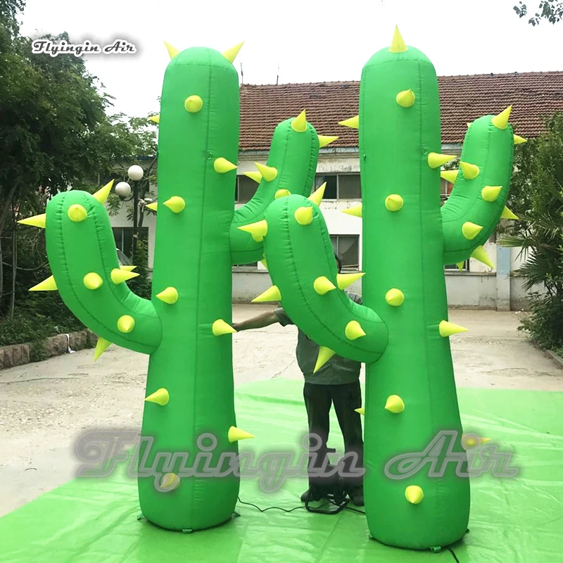 

Large Green Inflatable Cactus Replica Fleshy Plant Balloon Airblown Saguaro For Yard And Park Decoration